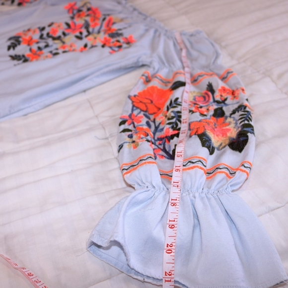 Free People Fleur De Jour Embroidered off-the-shoulder neckline Mini Dress XS - Picture 7 of 11